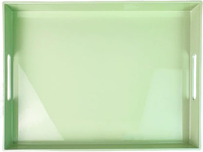 Turquoise Green Decorative Tray, Rectangular Large Serving Tray with Handles, Plastic Coffee Table