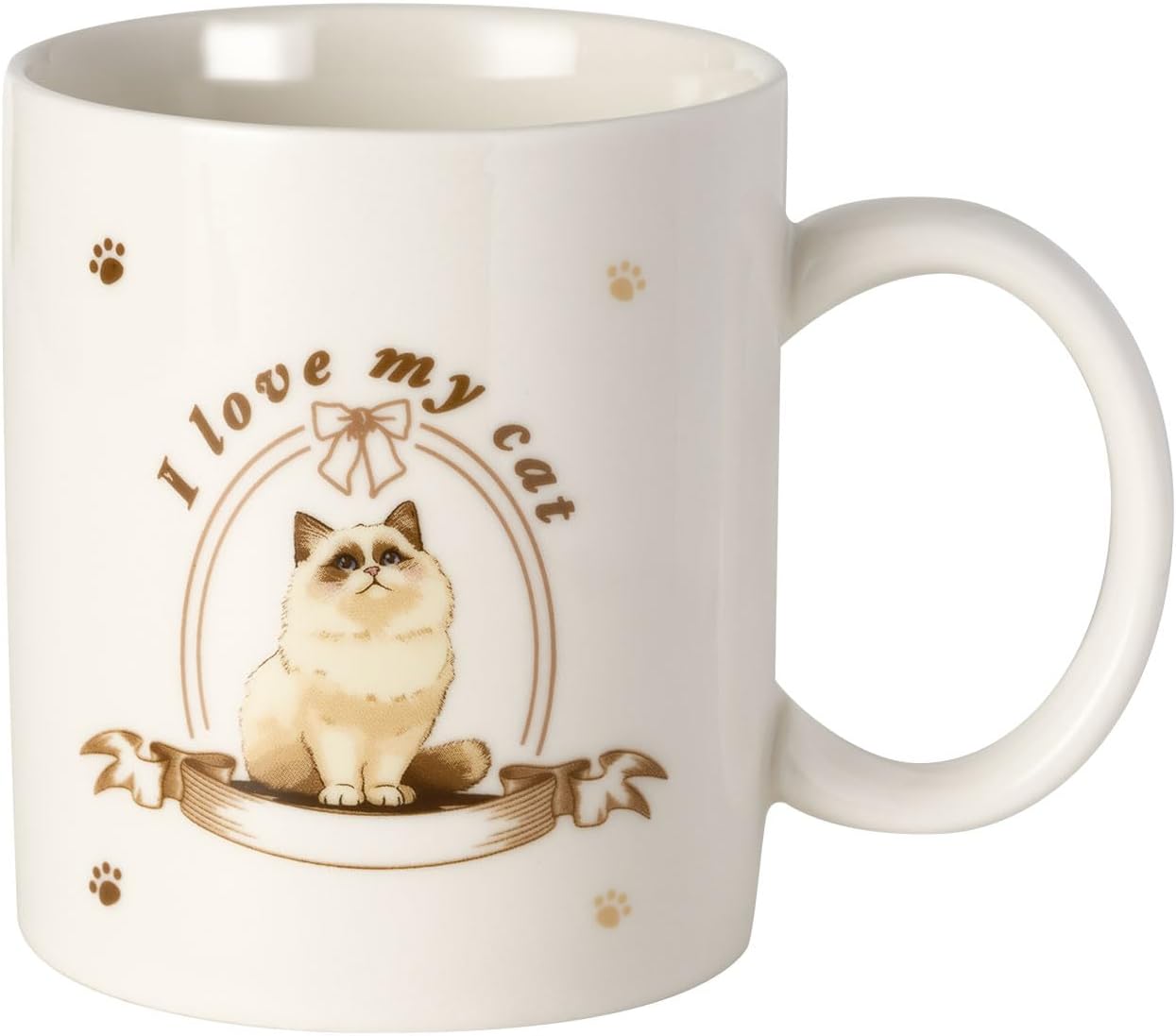 12Oz Cute Ragdoll Cat White Ceramic Mug, Mug for Daily Coffee and Tea, Lead-free Microwave and