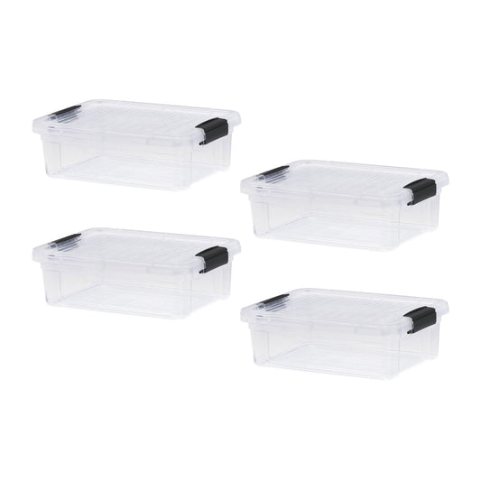 Superio Clear Storage Boxes with Lids, 4.5 Quart Plastic Container Bins for Organizing, Stackable