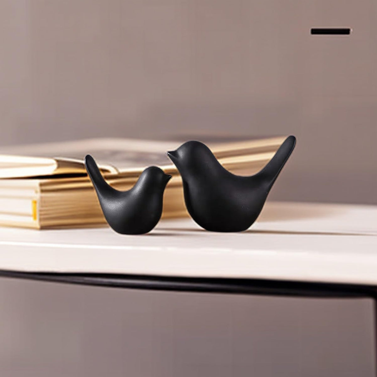 Small Animal Statues, Black Bird Figurines Home Decor, Modern Home Decorative, Ceramic Decor for