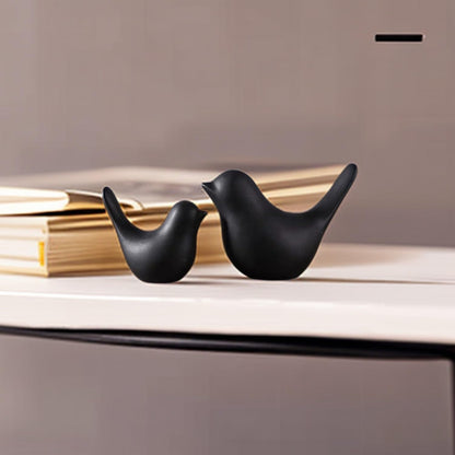 Small Animal Statues, Black Bird Figurines Home Decor, Modern Home Decorative, Ceramic Decor for