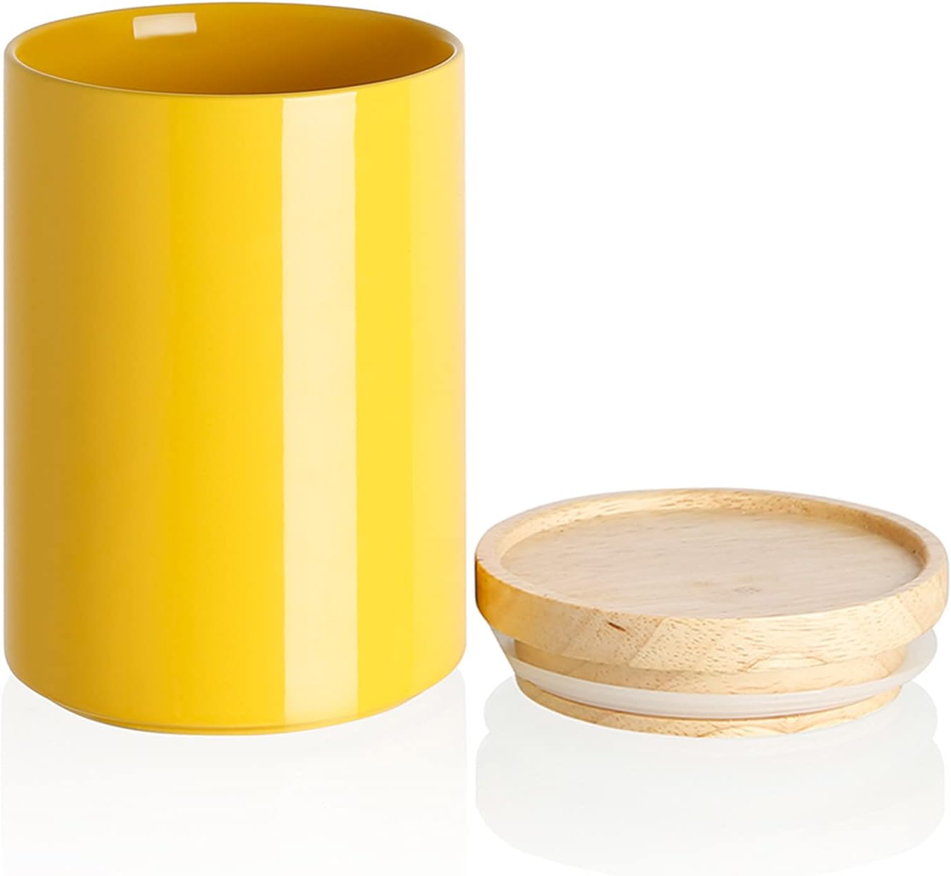 Sweejar Kitchen Canisters Ceramic Food Storage Jar, Stackable Containers with Airtight Seal Wooden