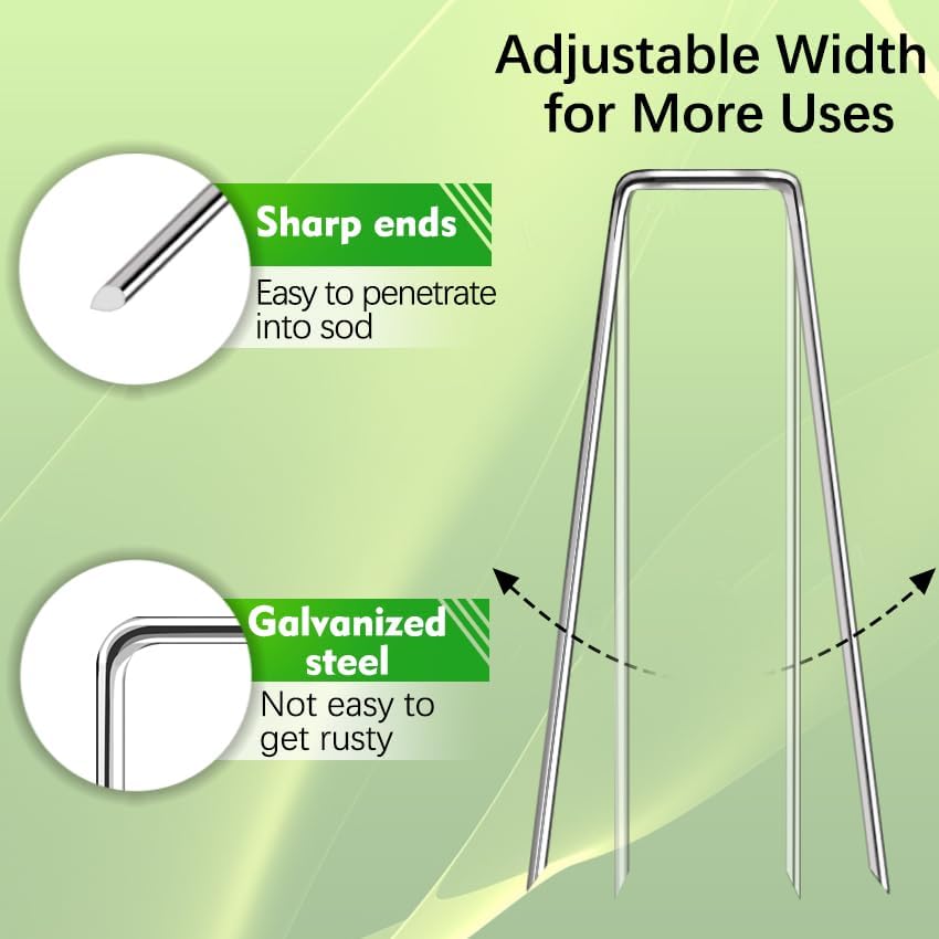 200 Pack Landscape Staples 4 Inch 12 Gauge Garden Stakes Galvanized Garden Staples Ground Pins