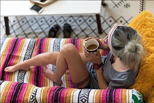 Del Mex Classic Mexican Blanket, Large Authentic Woven Falsa Throw (70"x50"), Artisan Southwest