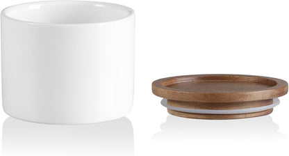 Sweejar Kitchen Canisters Ceramic Food Storage Jar, Stackable Containers with Airtight Seal Wooden