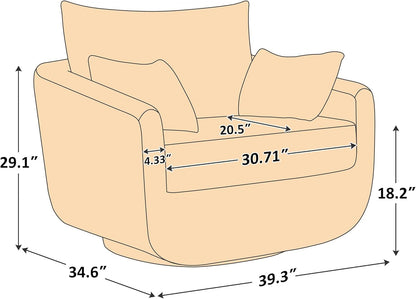 360° Swivel Accent Armchair, 39.3" Oversized, Sherpa Boucle Fabric Sofa Chair with Removable Back &