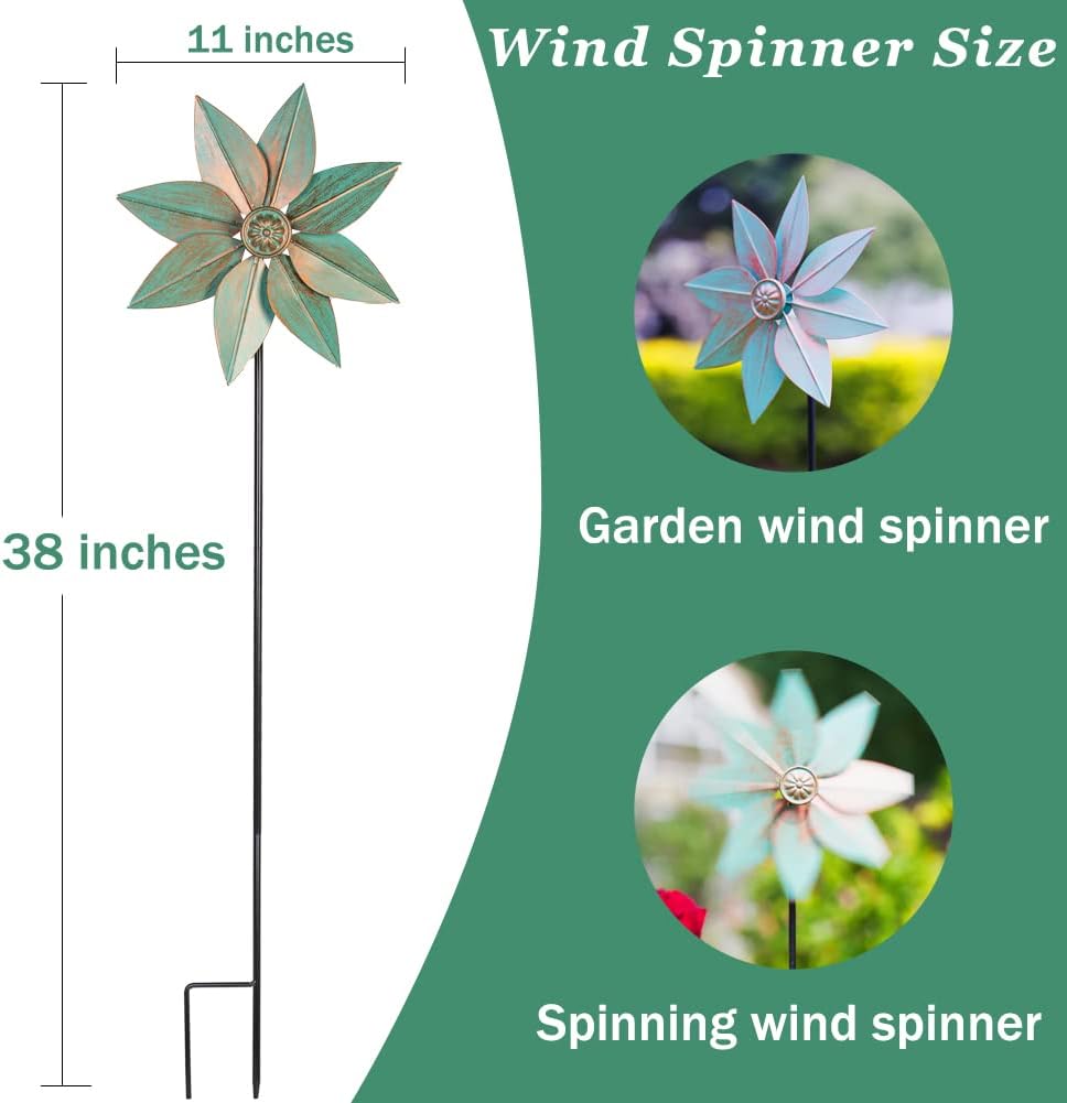 DREAMYSOUL Pinwheels for Yard and Garden, 38 Inches Metal Kinetic Wind Spinner for Outdoor Garden