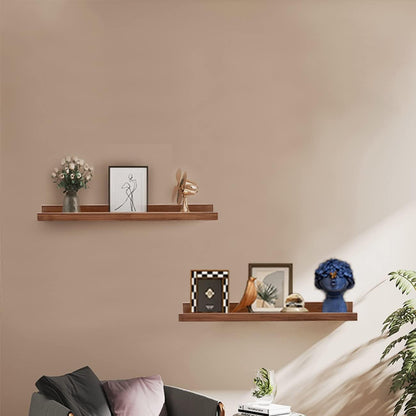 AZSKY Floating Nursery Book Shelves Light Fair Pale Walnut Rustic Picture Photo Ledge Shelves Wall