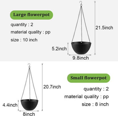Hanging Planters for Indoor Outdoor Plants 8/10 Inch, 4 Packs Plant Hanger with Drainage Holes