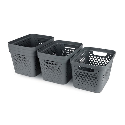 Glad Plastic Storage Basket Set, Value Pack of 6 | Open Storage Bins for Shelves, Bathroom, Pantry