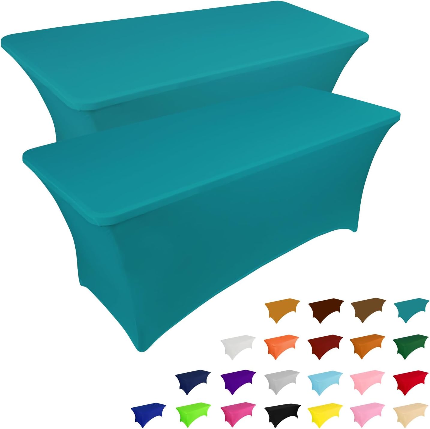 IVAPUPU 2 Pack 6FT Table Cloth for Rectangular Fitted Events Stretch Lake Blue Table Covers