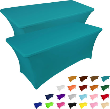 IVAPUPU 2 Pack 6FT Table Cloth for Rectangular Fitted Events Stretch Lake Blue Table Covers