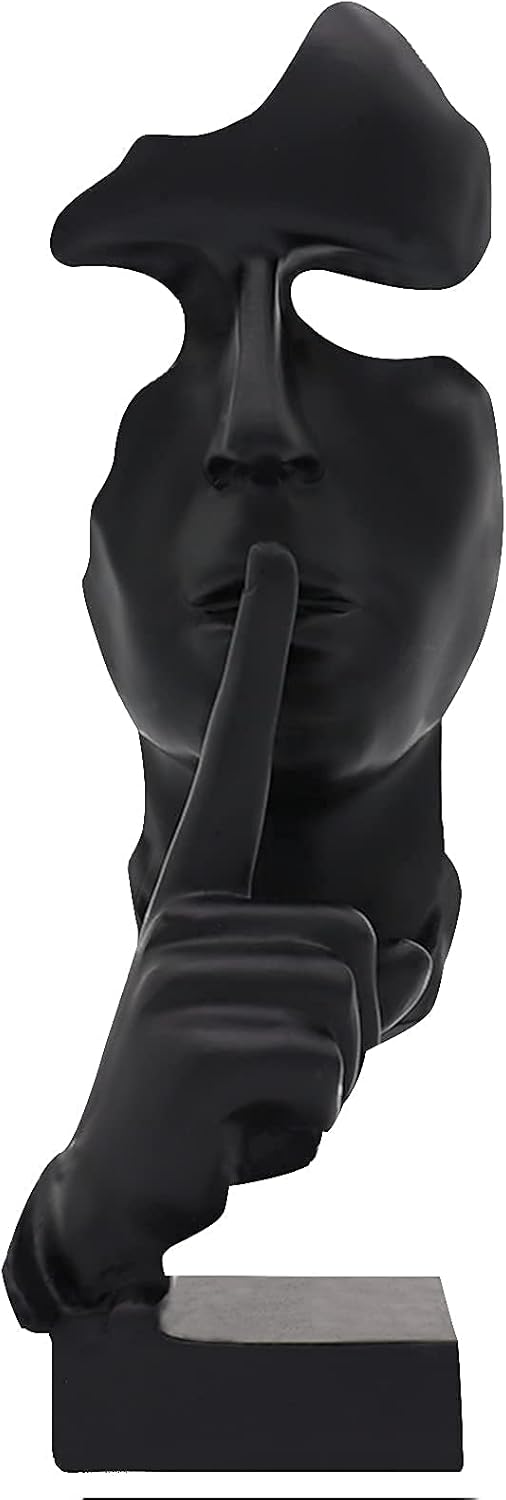 aboxoo Thinker Statue, Silence is Gold Abstract Art Figurine, Modern Home Resin Sculptures