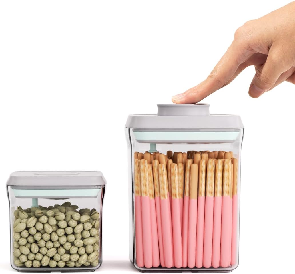 Pop Air Tight Containers Stackable- 2-Pack Cereal Storage Containers with Lids Airtight, Leakproof