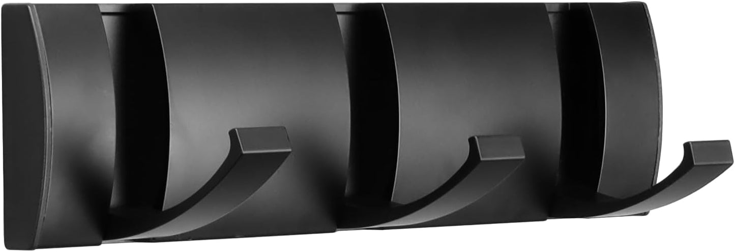 Folding Coat Hooks, Wall Mounted Coat Rack with 3 Retractable Hooks, Heavy Duty Towel Rack for