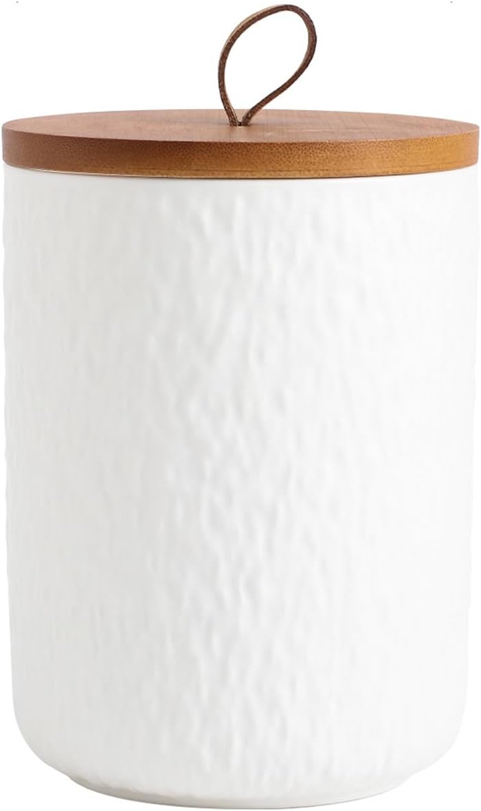 Black White Ceramic Coffee Canister Tea Canister with Seal Wood Lid, Airtight Coffee Storage