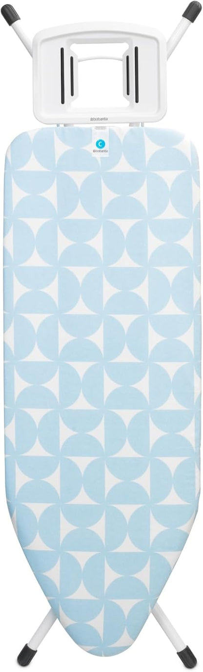 Brabantia Size C Ironing Board (49x18 in) 7 Height Options, Solid Steam Iron Rest Holder (Fresh