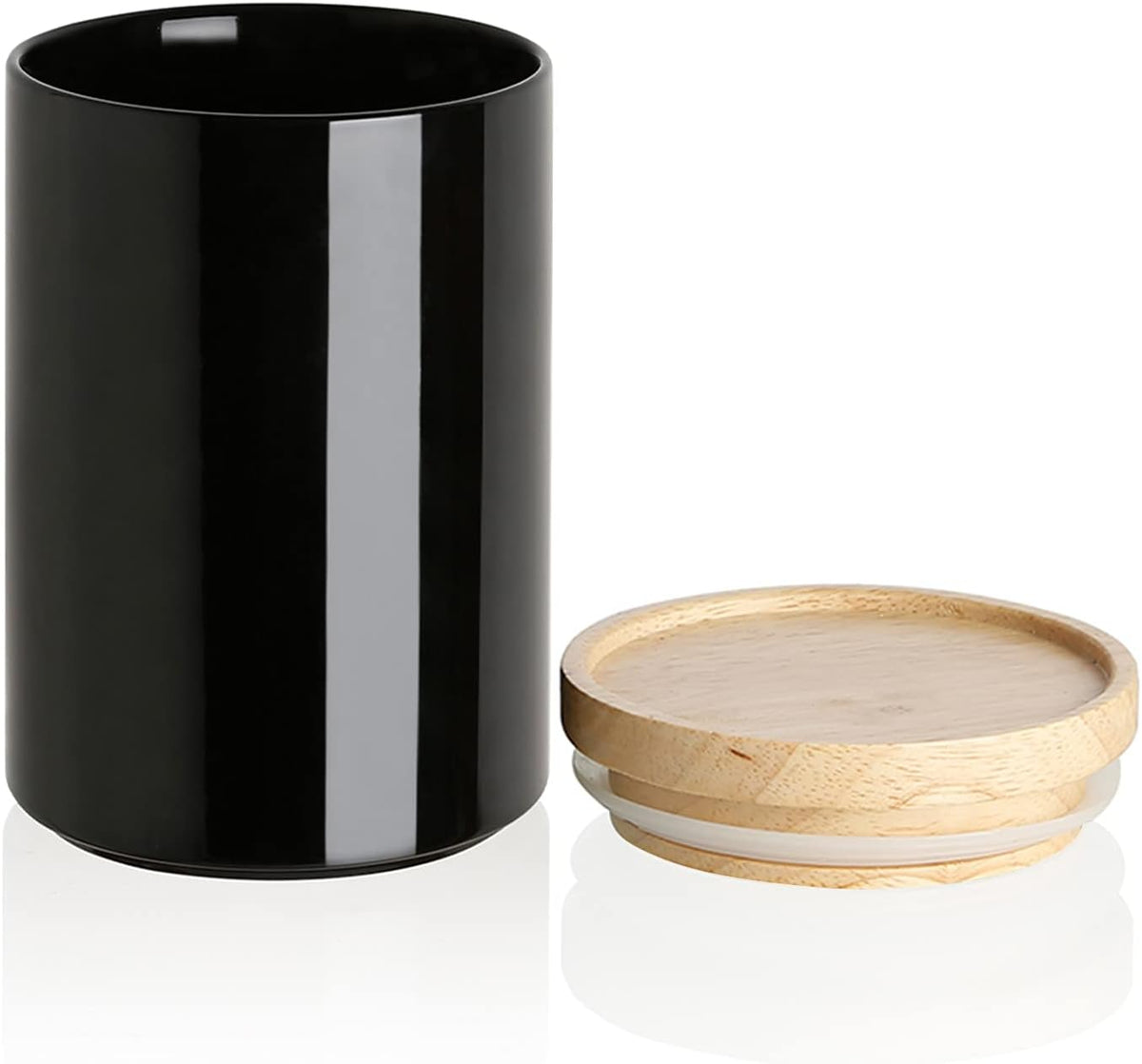 Sweejar Kitchen Canisters Ceramic Food Storage Jar, Stackable Containers with Airtight Seal Wooden