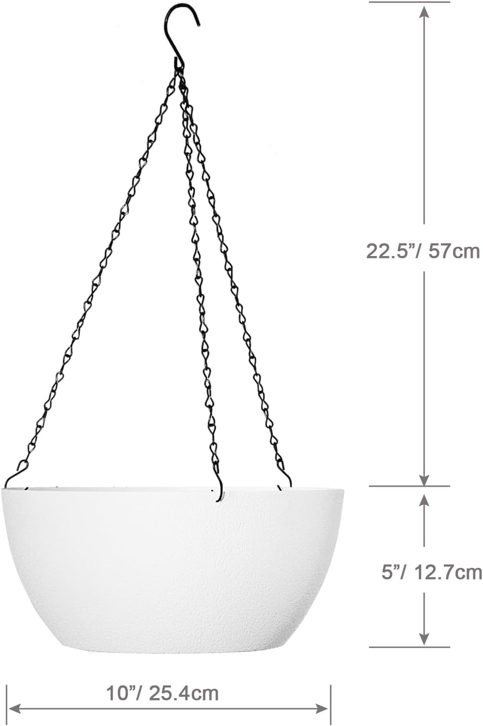 10 inch Hanging Planters for Outdoor Indoor Plants with Drainage Holes and Chain, 2 Pack Round