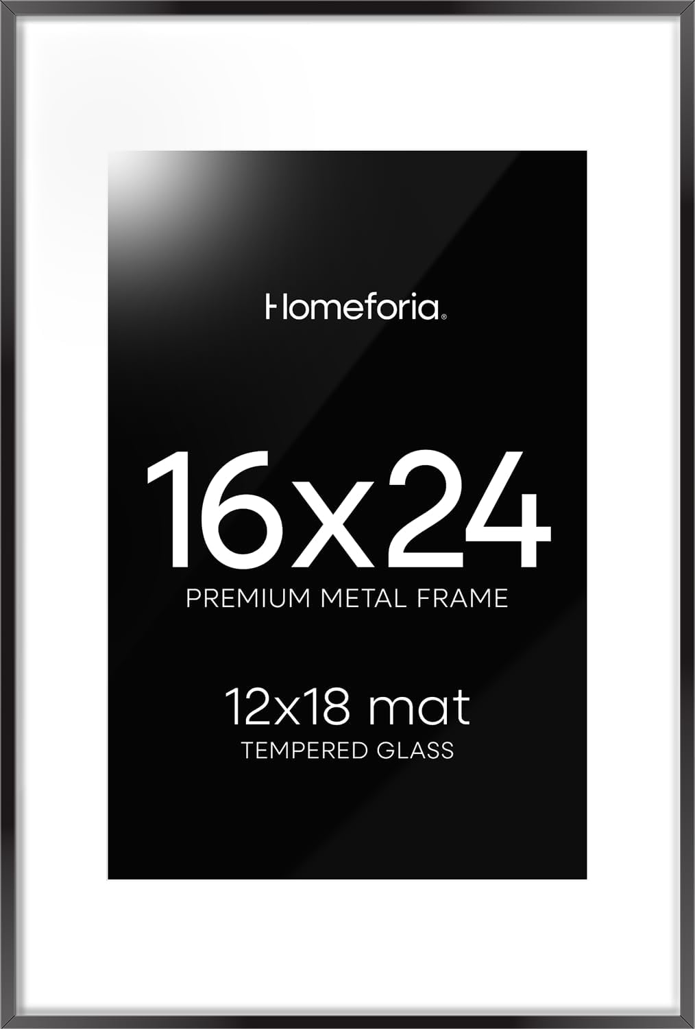 Homeforia 16 x 24 Picture Frame Black, High End Metal 24x16 Poster Frame, 16 x 24 Black Frames