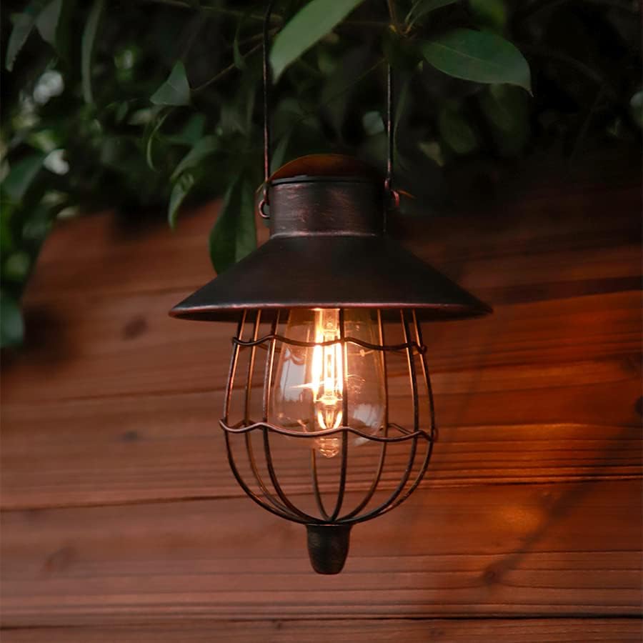 YAKii 6 Pack Solar Lantern Hanging Waterproof Outdoor Metal Solar Lamp with Warm White Light
