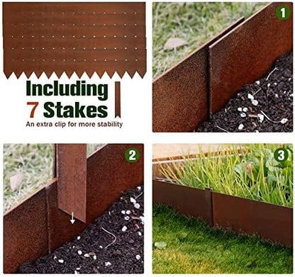 Worth Garden 6-Pack Pre-Rusted Cor-Ten Steel Landscape Edging - 40" L x 6" H Each (20ft Total)