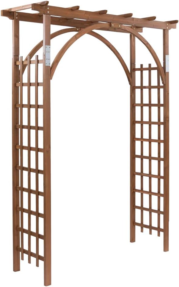 VINGLI 85in Wooden Arbor Garden Arch, Wedding Arch for Ceremony, Wood Trellis for Plant Climbing