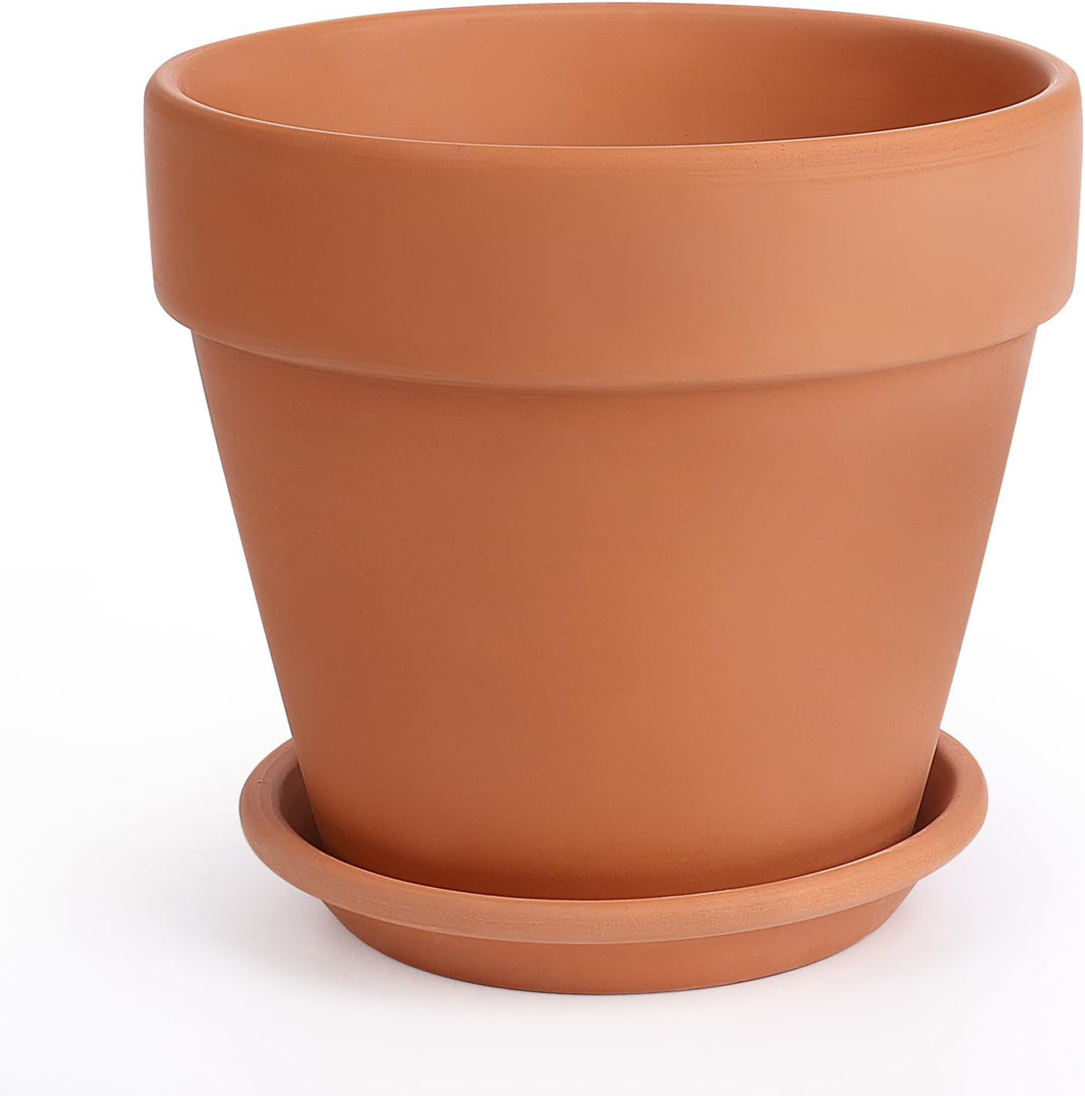 INGOFIN 12 Inch Terracotta Pot with Saucer - Ceramic Clay Pot for Plants with Drainage Hole, Large