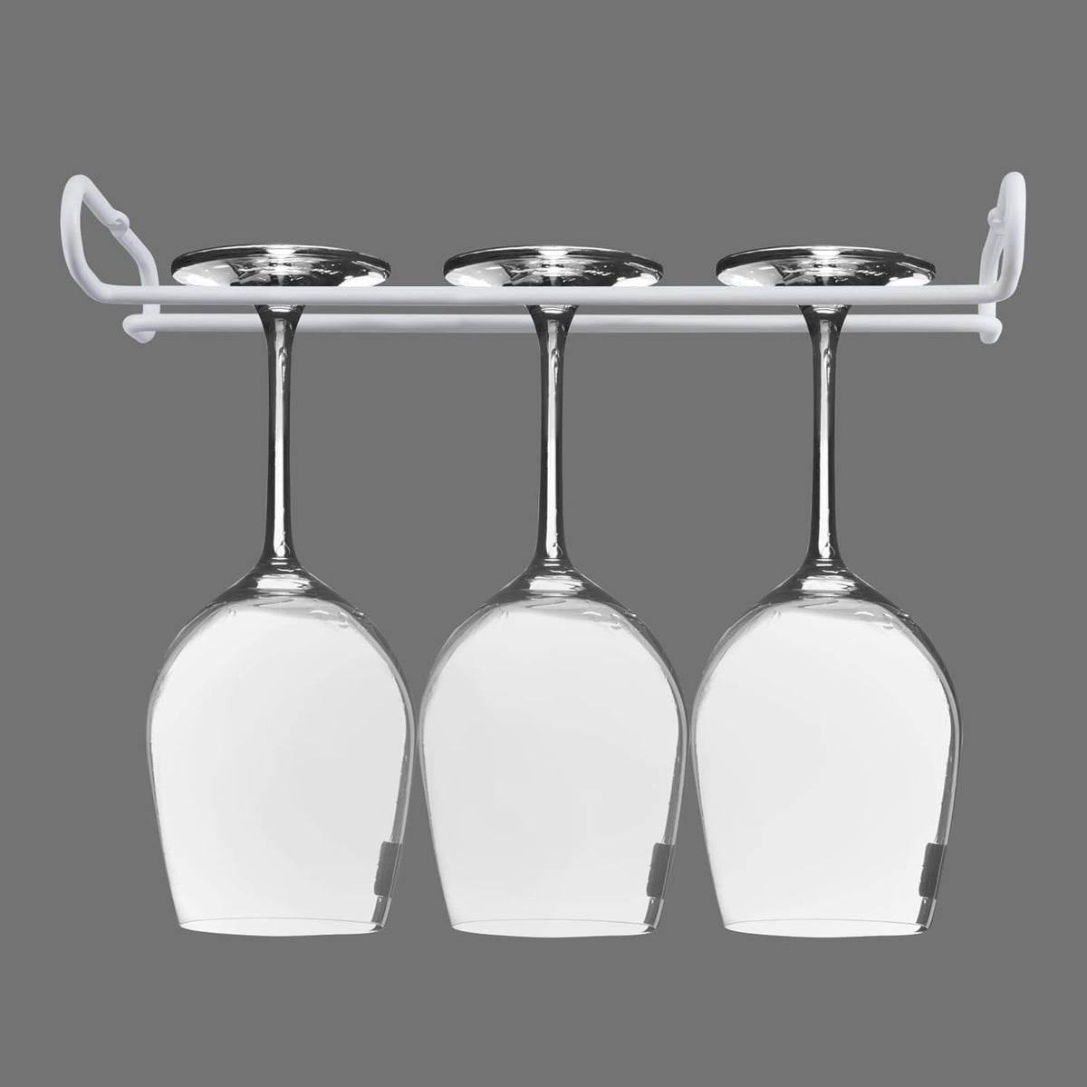 White 4 Wine Glass Rack Under Cabinet Shelf 10 Inch Stemware Storage Hanging Hanger Organizer