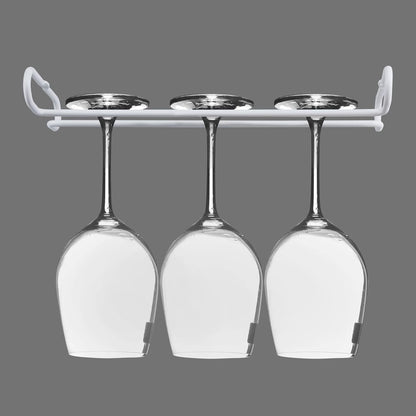 White 4 Wine Glass Rack Under Cabinet Shelf 10 Inch Stemware Storage Hanging Hanger Organizer