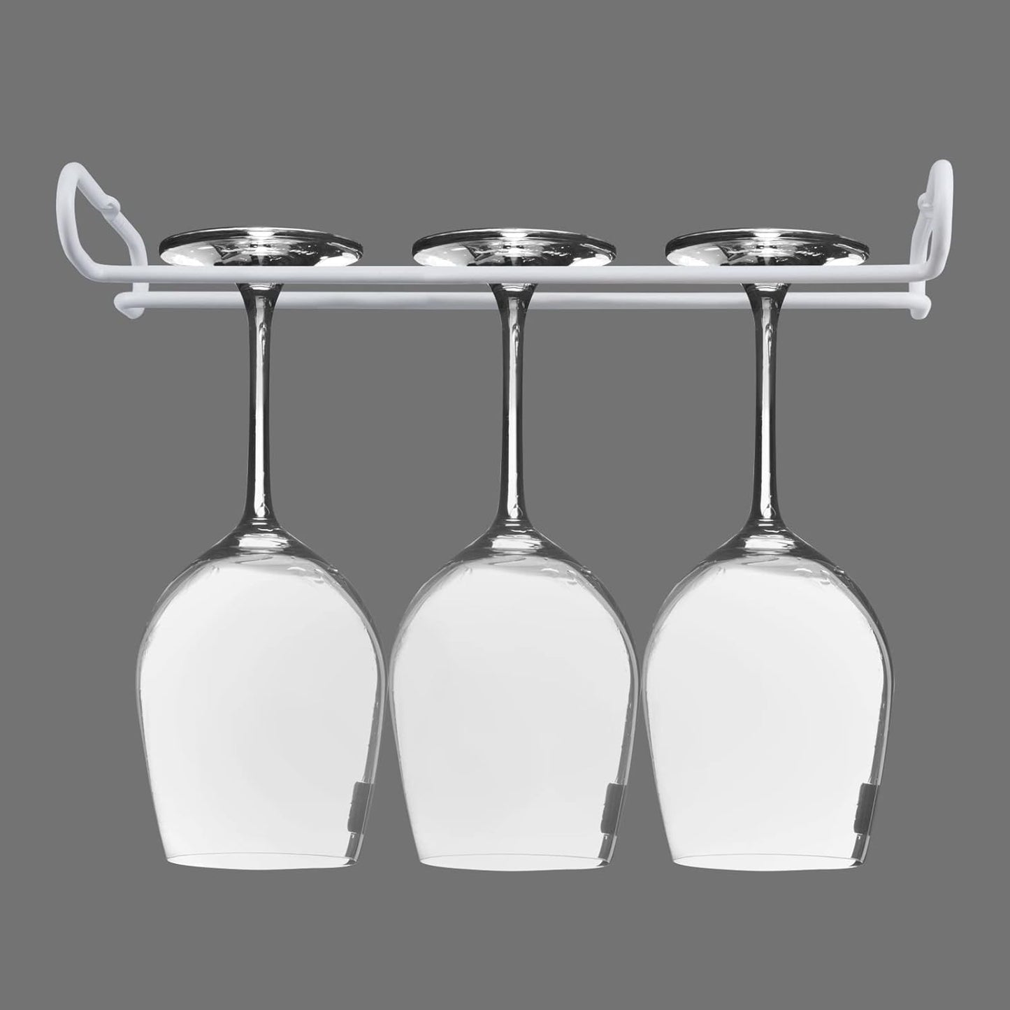 set 2 White Wine Glass Rack Under Cabinet Shelf 10 Inch Stemware Storage Hanging Hanger Organizer