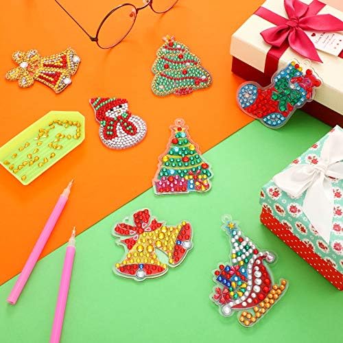 Chuangdi 20 Pieces Christmas Diamond Painting Ornaments Christmas Tree Diamond Art Kits 5d Double