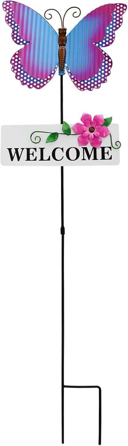Veclotch Metal Butterfly Garden Stake,Rustic Butterfly Decorative Yard Stakes Metal Yard Art