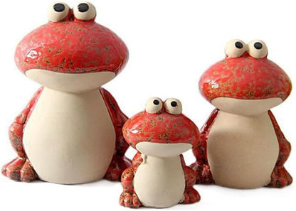 Frog Garden Decor Set of 3,Funny Cute Ceramic Frog Garden Statues Yard Decoration Outdoor Holiday