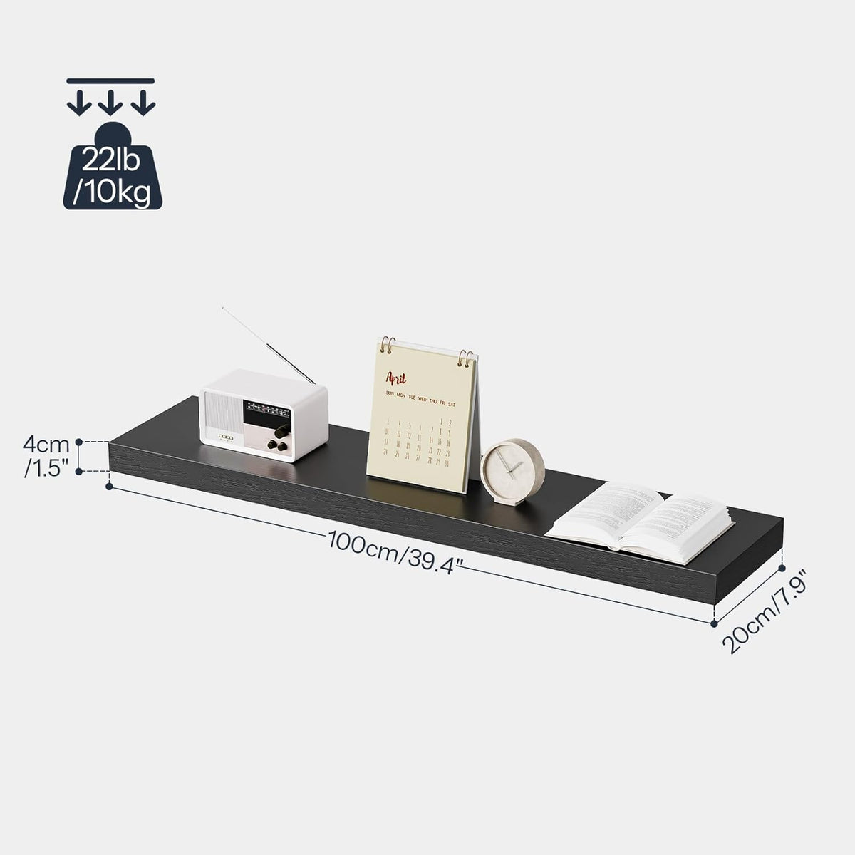 HOOBRO Floating Shelves for Wall, Wall Mounted Shelf Set of 2, 39.4" Hanging Shelf with Invisible