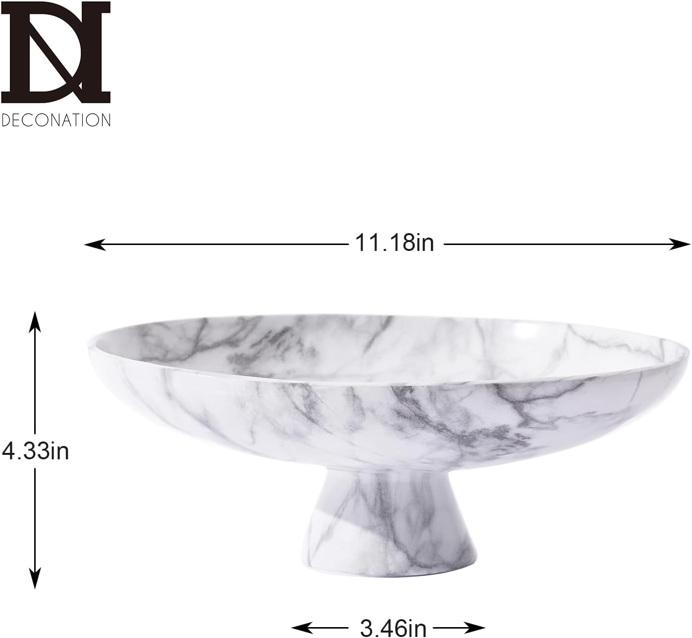 DN DECONATION White Resin Decorative Bowl for Modern Home Decor, 11.2" Large Pedestal Kitchen Fruit