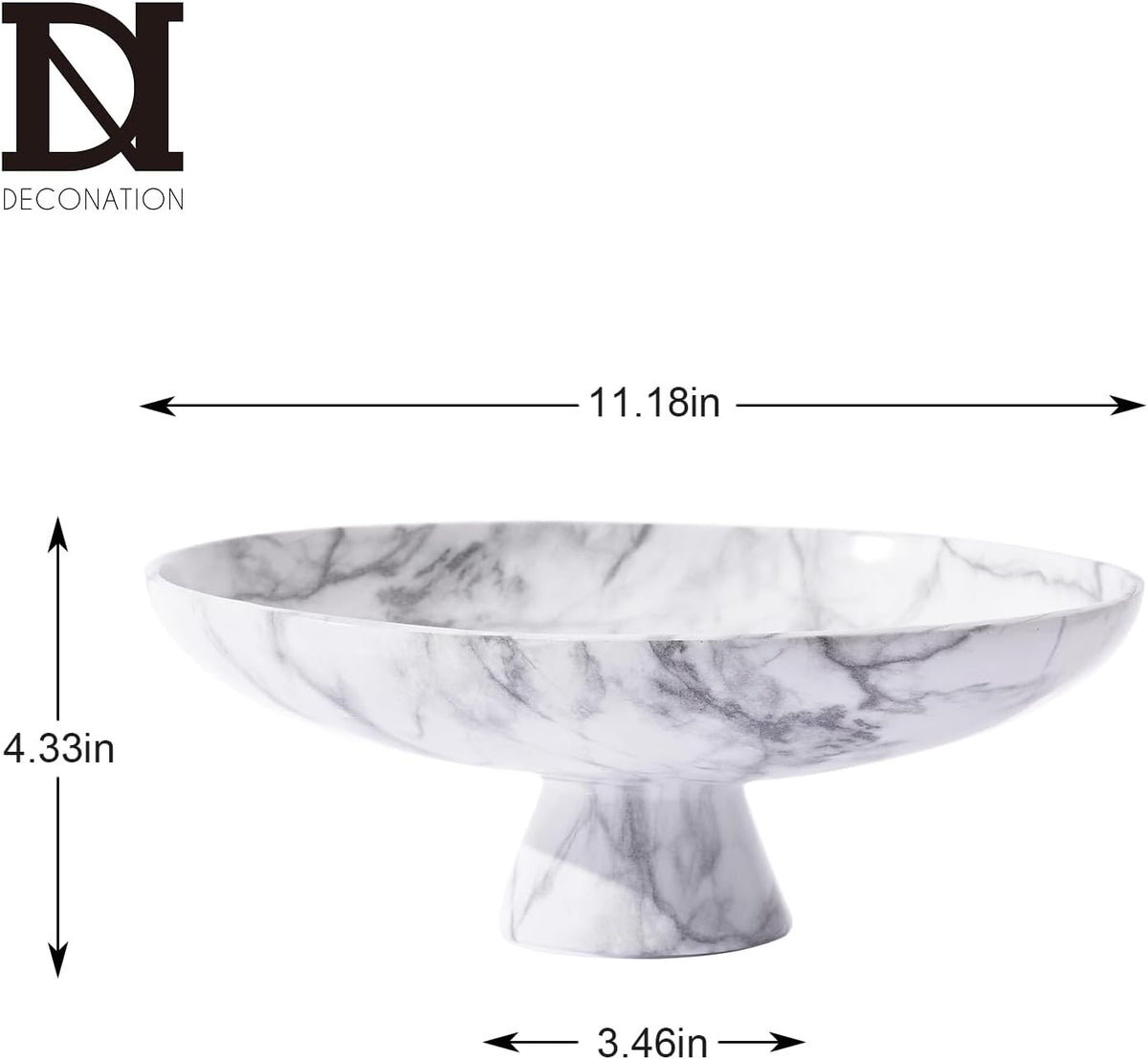 DN DECONATION White Resin Decorative Bowl for Modern Home Decor, 11.2" Large Pedestal Kitchen Fruit