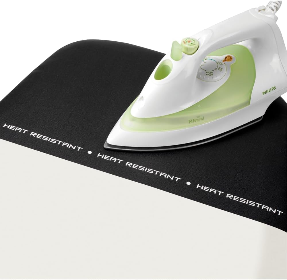 Brabantia Size D Ironing Board (53x18 in) Heat Resistant Parking Zone, Silver Frame, Non-Slip Feet