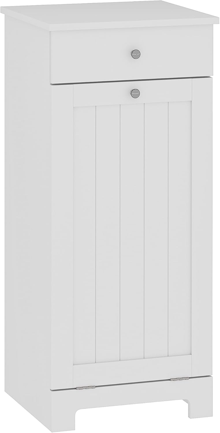 HOMCOM Laundry Hamper with Removable Basket, Tilt Out Hamper with Drawer and Beadboard Door