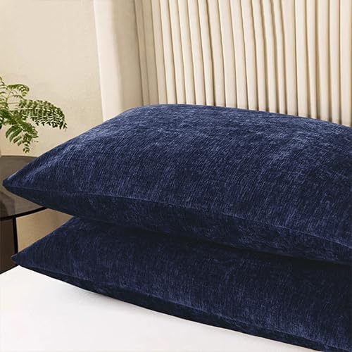 CaliTime Throw Pillow Covers Decorative 20 X 26 Inches Pack of 2 Cozy Chenille Standard Pillow
