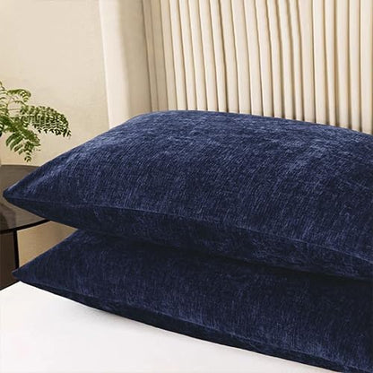 CaliTime Throw Pillow Covers Decorative 20 X 26 Inches Pack of 2 Cozy Chenille Standard Pillow