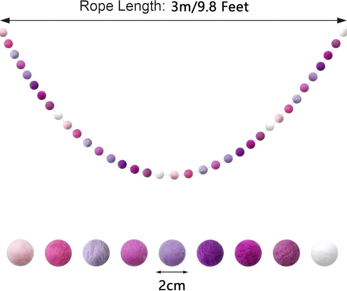 Felt Ball Garland Misscrafts 9.8 Feet 100% Wool Roving Pom Pom Garland 20mm Colorful for Baby