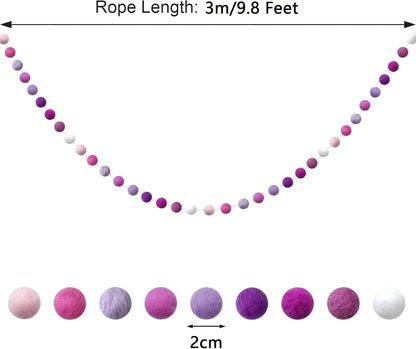 Felt Ball Garland Misscrafts 9.8 Feet 100% Wool Roving Pom Pom Garland 20mm Colorful for Baby