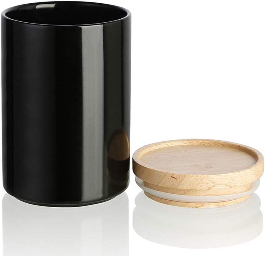 Sweejar Kitchen Canisters Ceramic Food Storage Jar, Stackable Containers with Airtight Seal Wooden