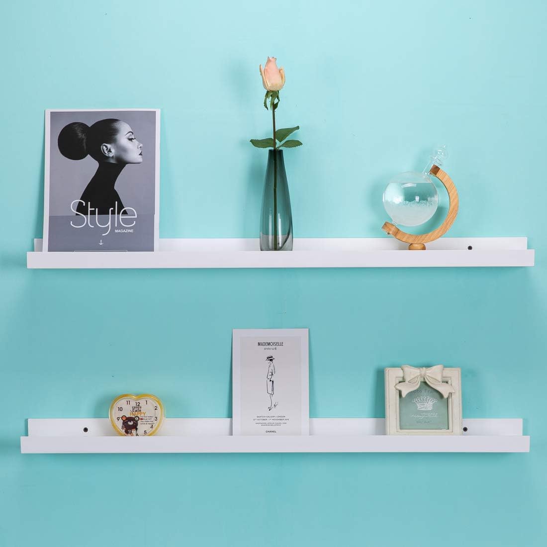 AZSKY Floating Picture Shelves Denver Modern Wall Mount – Long Narrow Picture Ledge - 36 Inch Set