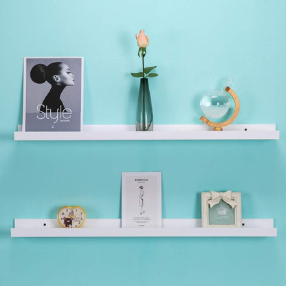 AZSKY Floating Picture Shelves Denver Modern Wall Mount – Long Narrow Picture Ledge - 36 Inch Set