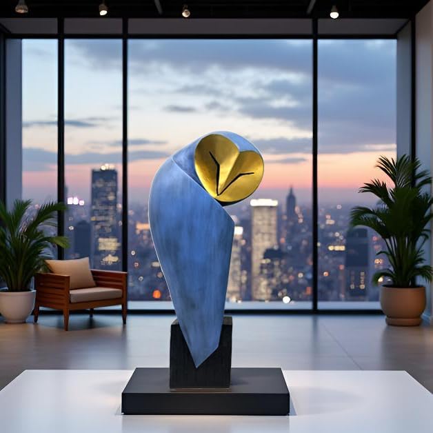 Mid-Century Modern 15 Inch Resin Owl Sculpture - Handmade Vintage Home Decor Statue for
