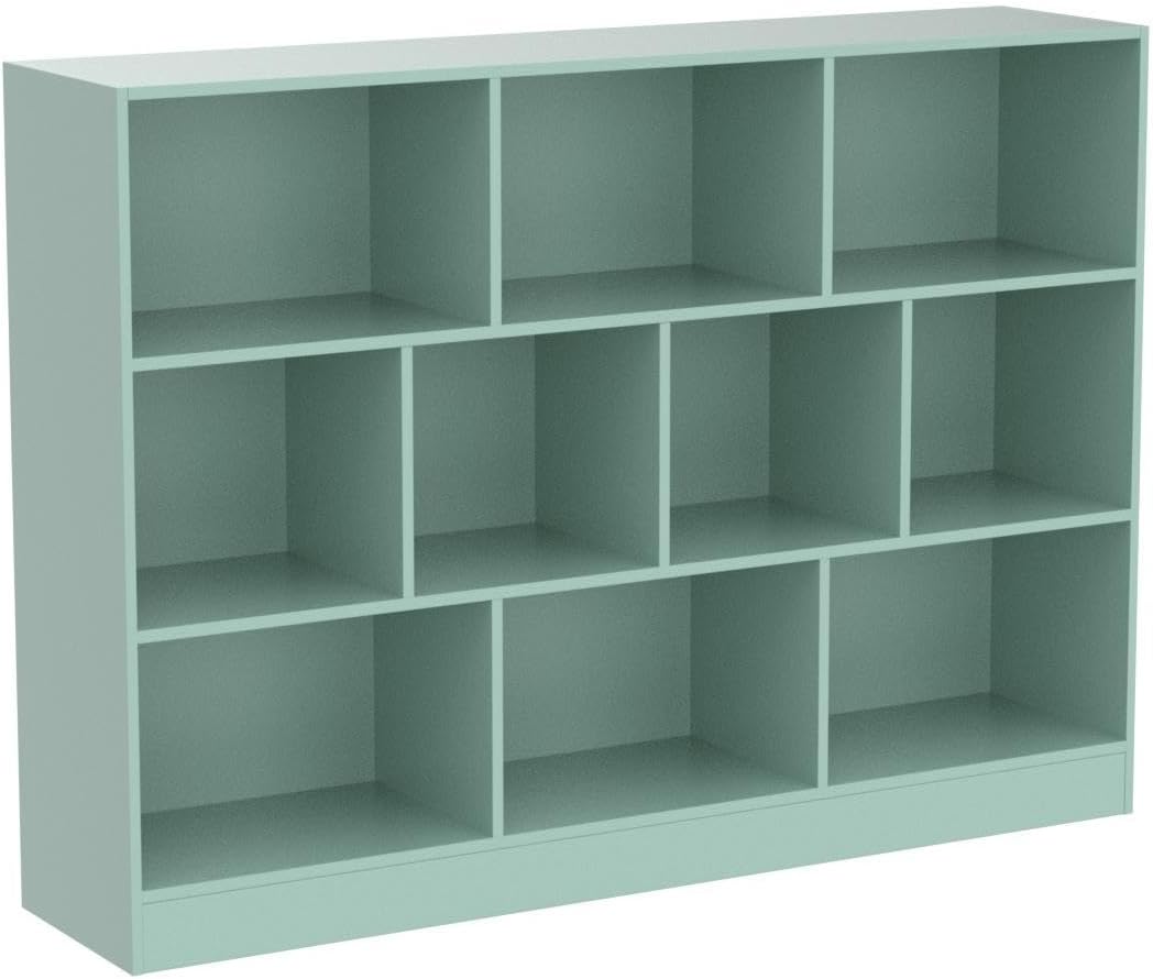 IOTXY Open Shelf Low Bookcase - Wooden 3-Tier Floor Standing Display Cabinet Organizer with Base