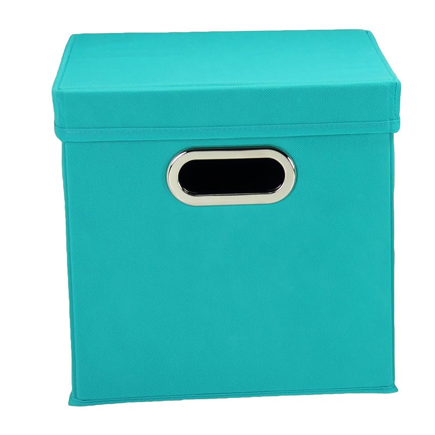 Household Essentials 36-1 Decorative Storage Cube Set with Removable Lids | Aqua | 2-Pack