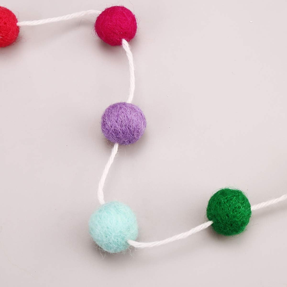 36PC 9.8 Feet Felt Wool Balls Garland 4/5 Inch Hanging String Kit for Christmas Tree Garland